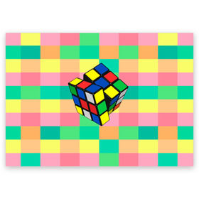 Поздравительная открытка с принтом Кубик Рубика , 100% бумага | плотность бумаги 280 г/м2, матовая, на обратной стороне линовка и место для марки
 | Тематика изображения на принте: игра | интеллект | куб | кубик | рубик | ум