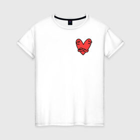 Женская футболка хлопок с принтом сердечко , 100% хлопок | прямой крой, круглый вырез горловины, длина до линии бедер, слегка спущенное плечо | 14 февраля | антивалентин | день святого  валентина | любовь | подарок