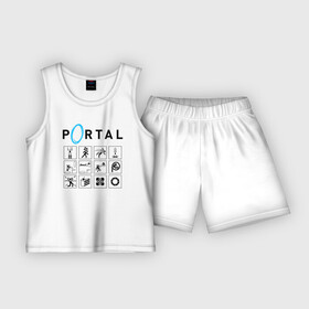 Детская пижама с шортами хлопок с принтом PORTAL ,  |  | aperture laboratories | glados | portal | portal 2 | valve | гладос | портал | портал 2 | текстуры | челл
