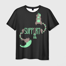 Мужская футболка 3D с принтом Support , 100% полиэфир | прямой крой, круглый вырез горловины, длина до линии бедер | jinx | kda | league | lol | moba | pentakill | riot | rise | rus | skins | варвик | варус | воин | легенд | лига | лол | маг | стрелок | танк | чемпион