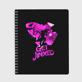 Тетрадь с принтом Get Jinxed , 100% бумага | 48 листов, плотность листов — 60 г/м2, плотность картонной обложки — 250 г/м2. Листы скреплены сбоку удобной пружинной спиралью. Уголки страниц и обложки скругленные. Цвет линий — светло-серый
 | jinx | kda | league | lol | moba | pentakill | riot | rise | rus | skins | варвик | варус | воин | легенд | лига | лол | маг | стрелок | танк | чемпион