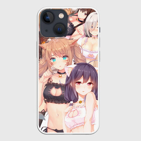 Чехол для iPhone 13 mini с принтом Девушки в купальниках ,  |  | ahegao | anime | manga | neko | o face | аниме | ахегао | девушки | иероглифы | картинки | коллаж | лица | манга | тян | тянки | язык