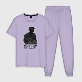 Мужская пижама хлопок с принтом Острые козырьки , 100% хлопок | брюки и футболка прямого кроя, без карманов, на брюках мягкая резинка на поясе и по низу штанин
 | 