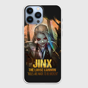 Чехол для iPhone 13 Pro Max с принтом Jinx ,  |  | Тематика изображения на принте: jinx | kda | league | lol | moba | pentakill | riot | rise | rus | skins | варвик | варус | воин | легенд | лига | лол | маг | стрелок | танк | чемпион