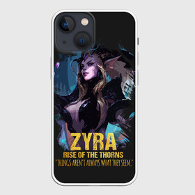 Чехол для iPhone 13 mini с принтом Zyra ,  |  | jinx | kda | league | lol | moba | pentakill | riot | rise | rus | skins | варвик | варус | воин | легенд | лига | лол | маг | стрелок | танк | чемпион