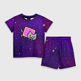 Детский костюм с шортами 3D с принтом Nyan Cat ,  |  | Тематика изображения на принте: cat | meme | nyan cat | space | youtube | животное | звезды | интернет | космос | кошка | мем | прикол | радуга | юмор | ютуб