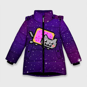 Зимняя куртка для девочек 3D с принтом Nyan Cat , ткань верха — 100% полиэстер; подклад — 100% полиэстер, утеплитель — 100% полиэстер. | длина ниже бедра, удлиненная спинка, воротник стойка и отстегивающийся капюшон. Есть боковые карманы с листочкой на кнопках, утяжки по низу изделия и внутренний карман на молнии. 

Предусмотрены светоотражающий принт на спинке, радужный светоотражающий элемент на пуллере молнии и на резинке для утяжки. | cat | meme | nyan cat | space | youtube | животное | звезды | интернет | космос | кошка | мем | прикол | радуга | юмор | ютуб