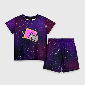 Детский костюм с шортами 3D с принтом Nyan Cat ,  |  | Тематика изображения на принте: cat | meme | nyan cat | space | youtube | животное | звезды | интернет | космос | кошка | мем | прикол | радуга | юмор | ютуб