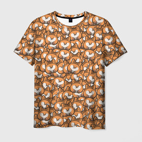 Мужская футболка 3D с принтом Попки Корги , 100% полиэфир | прямой крой, круглый вырез горловины, длина до линии бедер | Тематика изображения на принте: корги | попки корги | собаки