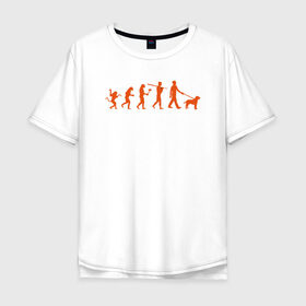 Мужская футболка хлопок Oversize с принтом Эволюция любителей собак , 100% хлопок | свободный крой, круглый ворот, “спинка” длиннее передней части | Тематика изображения на принте: венец эволюции | с собакой | собака | собаки | человека | эволюция