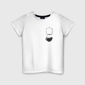 Детская футболка хлопок с принтом Кот , 100% хлопок | круглый вырез горловины, полуприлегающий силуэт, длина до линии бедер | забавная | карман | кот