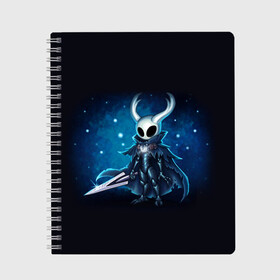 Тетрадь с принтом Hollow Knight , 100% бумага | 48 листов, плотность листов — 60 г/м2, плотность картонной обложки — 250 г/м2. Листы скреплены сбоку удобной пружинной спиралью. Уголки страниц и обложки скругленные. Цвет линий — светло-серый
 | grimm | hallounest | heart of nightmare | hollow knight | hornet | knight | quirrell | silksong | гримм | квиррел | рыцарь | халлоунест | холлоу найт | хорнет