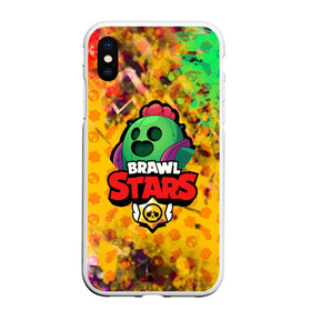 Чехол для iPhone XS Max матовый с принтом BRAWL STARSSPIKE , Силикон | Область печати: задняя сторона чехла, без боковых панелей | bibi | brawl stars | brock | bull | crow | dinomike | el primo | leon | mobile game | nita | poko | ricochet | stars | tara | бравл старс | ворон | леон | мобильные игры