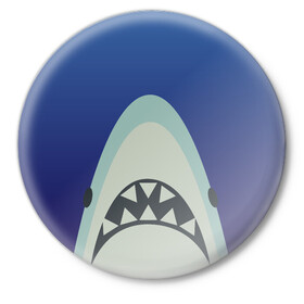 Значок с принтом IKEA Shark ,  металл | круглая форма, металлическая застежка в виде булавки | ikea | ocean | shark | water