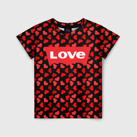 Детская футболка 3D с принтом Love , 100% гипоаллергенный полиэфир | прямой крой, круглый вырез горловины, длина до линии бедер, чуть спущенное плечо, ткань немного тянется | 14 | day | february | heart | levi | levis | saint | strauss | valentines | валентина | день | левис | ливай | ливайс | любовь | святого | сердце | февраля | штраусс