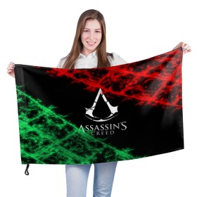 Флаг 3D с принтом Assassins Creed , 100% полиэстер | плотность ткани — 95 г/м2, размер — 67 х 109 см. Принт наносится с одной стороны | 