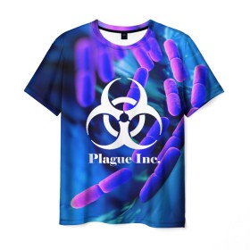 Мужская футболка 3D с принтом PLAGUE INC. , 100% полиэфир | прямой крой, круглый вырез горловины, длина до линии бедер | Тематика изображения на принте: molecule | plague inc | абстракция | бактерии | вирус | клетки | медицина | микробы | молекулы | наука | нейрон | нейроны | планета | текстура | текстуры | формула