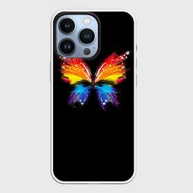 Чехол для iPhone 13 Pro с принтом Бабочка ,  |  | Тематика изображения на принте: art | арт | бабочка | брызги | искусство | картина | краски | крылья | насекомое | потеки | цвета