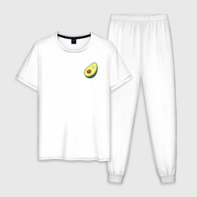 Мужская пижама хлопок с принтом Авокадо , 100% хлопок | брюки и футболка прямого кроя, без карманов, на брюках мягкая резинка на поясе и по низу штанин
 | avocado | vegan | vegetarian | авокадо | веган | вегетарианство