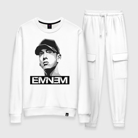Женский костюм хлопок с принтом Eminem , 100% хлопок | на свитшоте круглая горловина, мягкая резинка по низу. Брюки заужены к низу, на них два вида карманов: два 