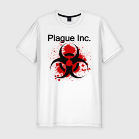Мужская футболка хлопок Slim с принтом Plague Inc , 92% хлопок, 8% лайкра | приталенный силуэт, круглый вырез ворота, длина до линии бедра, короткий рукав | Тематика изображения на принте: inc | ndemic creations | plague | plague inc | биологический симулятор | игра | чума | чума инкорпорейтед