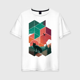 Женская футболка хлопок Oversize с принтом Геометрический пейзаж , 100% хлопок | свободный крой, круглый ворот, спущенный рукав, длина до линии бедер
 | геометрический пейзаж | животные | лес | пейзаж | прикольные картинки | природа