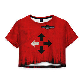 Женская футболка Crop-top 3D с принтом THREE DAYS GRACE RED , 100% полиэстер | круглая горловина, длина футболки до линии талии, рукава с отворотами | rock | музыка | рок