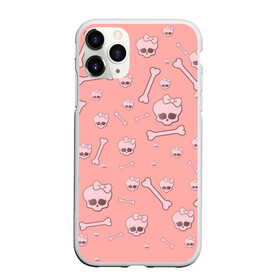 Чехол для iPhone 11 Pro Max матовый с принтом Cute bones , Силикон |  | Тематика изображения на принте: bone | pink | pink skull | skeleton | skull | кости | розовый | череп