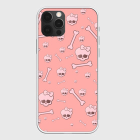 Чехол для iPhone 12 Pro с принтом Cute bones , силикон | область печати: задняя сторона чехла, без боковых панелей | bone | pink | pink skull | skeleton | skull | кости | розовый | череп