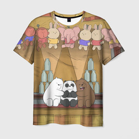Мужская футболка 3D с принтом We Bare Bear , 100% полиэфир | прямой крой, круглый вырез горловины, длина до линии бедер | grizzly | ice bear | panda | the three bare bears | vdzajul | we bare bears | белый | вся правда о медведях | гризли | панда | правда
