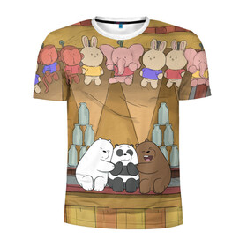 Мужская футболка 3D спортивная с принтом We Bare Bear , 100% полиэстер с улучшенными характеристиками | приталенный силуэт, круглая горловина, широкие плечи, сужается к линии бедра | grizzly | ice bear | panda | the three bare bears | vdzajul | we bare bears | белый | вся правда о медведях | гризли | панда | правда