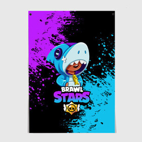 Постер с принтом Brawl Stars Leon Shark , 100% бумага
 | бумага, плотность 150 мг. Матовая, но за счет высокого коэффициента гладкости имеет небольшой блеск и дает на свету блики, но в отличии от глянцевой бумаги не покрыта лаком | brawl stars | crow | game | leon | бравл | бравл стар | бравл старс | ворон | ворона | детская | детям | игра | компьютерная игра | кров | леон | персонаж | развлечение