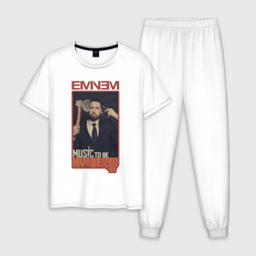 Мужская пижама хлопок с принтом Eminem. MTBMB , 100% хлопок | брюки и футболка прямого кроя, без карманов, на брюках мягкая резинка на поясе и по низу штанин
 | Тематика изображения на принте: album | eminem | marshall | music | music to be murdered by | rap | альбом | эминем