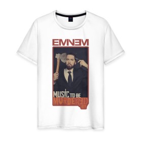 Мужская футболка хлопок с принтом Eminem. MTBMB , 100% хлопок | прямой крой, круглый вырез горловины, длина до линии бедер, слегка спущенное плечо. | Тематика изображения на принте: album | eminem | marshall | music | music to be murdered by | rap | альбом | эминем