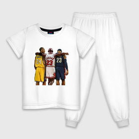 Детская пижама хлопок с принтом Bryant, Jordan, James , 100% хлопок |  брюки и футболка прямого кроя, без карманов, на брюках мягкая резинка на поясе и по низу штанин
 | basketball | black | bryant | bulls | chicago | game | james | jordan | kobe | lakers | lebron | los angeles | mamba | nba | rip | slam dunk | t | баскетбол | баскетболист | брайант | браянт | джеймс | джордан | игрок | коби | леброн | лейкерс |