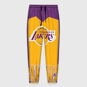 Мужские брюки 3D с принтом Los Angeles Lakers  , 100% полиэстер | манжеты по низу, эластичный пояс регулируется шнурком, по бокам два кармана без застежек, внутренняя часть кармана из мелкой сетки | angeles | bryant | kobe | lakers | los | баскетбольный | клуб
