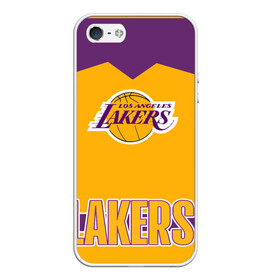 Чехол для iPhone 5/5S матовый с принтом Los Angeles Lakers , Силикон | Область печати: задняя сторона чехла, без боковых панелей | angeles | bryant | kobe | lakers | los | баскетбольный | клуб