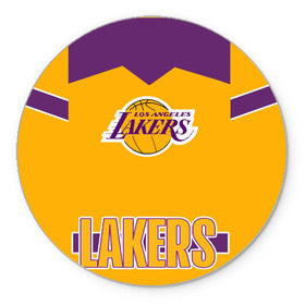 Коврик для мышки круглый с принтом Los Angeles Lakers  , резина и полиэстер | круглая форма, изображение наносится на всю лицевую часть | angeles | bryant | kobe | lakers | los | баскетбольный | клуб