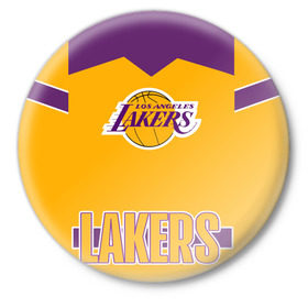 Значок с принтом Los Angeles Lakers  ,  металл | круглая форма, металлическая застежка в виде булавки | angeles | bryant | kobe | lakers | los | баскетбольный | клуб