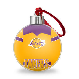 Ёлочный шар с принтом Los Angeles Lakers , Пластик | Диаметр: 77 мм | Тематика изображения на принте: angeles | bryant | kobe | lakers | los | баскетбольный | клуб
