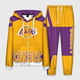 Мужской костюм 3D с принтом Los Angeles Lakers , 100% полиэстер | Манжеты и пояс оформлены тканевой резинкой, двухслойный капюшон со шнурком для регулировки, карманы спереди | angeles | bryant | kobe | lakers | los | баскетбольный | клуб