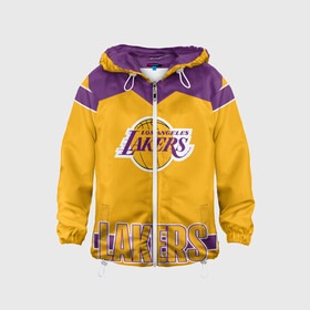 Детская ветровка 3D с принтом Los Angeles Lakers  , 100% полиэстер | подол и капюшон оформлены резинкой с фиксаторами, по бокам два кармана без застежек, один потайной карман на груди | angeles | bryant | kobe | lakers | los | баскетбольный | клуб