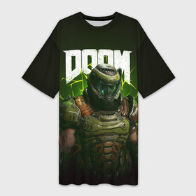 Платье-футболка 3D с принтом Doom Eternal ,  |  | doom | doom 2016 | doom 2020 | doom eternal | doomguy | дум | дум 2020 | дум вечен | дум етернал | дум этернал | думгай