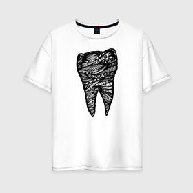 Женская футболка хлопок Oversize с принтом Зуб , 100% хлопок | свободный крой, круглый ворот, спущенный рукав, длина до линии бедер
 | 9 февраля | dentist | врач | дантист | зуб | зубной | зубной врач | зубы | медицина | профессия | рот | стоматолог | стоматология | челюсть