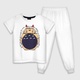 Детская пижама хлопок с принтом Тоторо, Принцесса Мононоке , 100% хлопок |  брюки и футболка прямого кроя, без карманов, на брюках мягкая резинка на поясе и по низу штанин
 | 