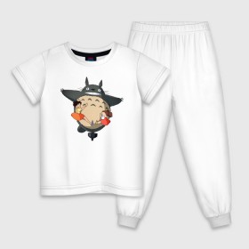Детская пижама хлопок с принтом Аниме Мой сосед Тоторо , 100% хлопок |  брюки и футболка прямого кроя, без карманов, на брюках мягкая резинка на поясе и по низу штанин
 | 