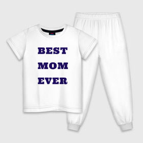 Детская пижама хлопок с принтом Самая лучшая мама , 100% хлопок |  брюки и футболка прямого кроя, без карманов, на брюках мягкая резинка на поясе и по низу штанин
 | 8 марта | the best | беременная | будущая мама | восьмое марта | день мамы | мама | мамочка | подарок жене | подарок маме | самая лучшая мама | футболка мама