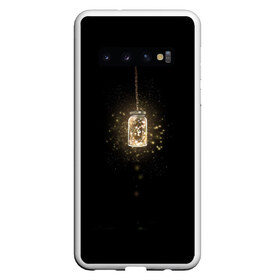 Чехол для Samsung Galaxy S10 с принтом Банка со светлячками , Силикон | Область печати: задняя сторона чехла, без боковых панелей | Тематика изображения на принте: банка | гирлянда | свет | светлячок | цепочка