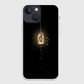Чехол для iPhone 13 mini с принтом Банка со светлячками ,  |  | Тематика изображения на принте: банка | гирлянда | свет | светлячок | цепочка