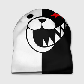 Шапка 3D с принтом MONOKUMA прямоугольники , 100% полиэстер | универсальный размер, печать по всей поверхности изделия | Тематика изображения на принте: anime | bear | black  white | danganronpa | kurokuma | monodam | monokuma | monomi | monotaro | pink | rabbit | school | shirokuma | аниме | главарь | мoноми | монокума | черно белый | школа